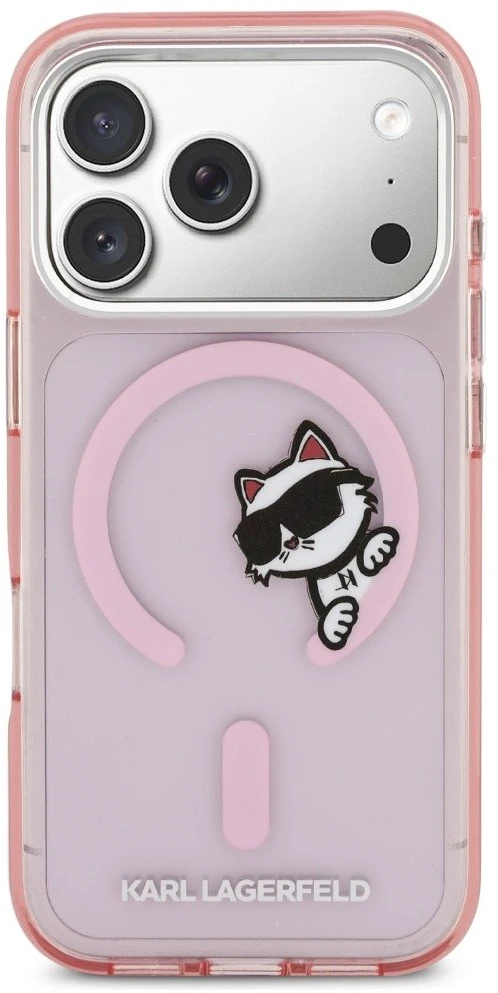 Dėklas Karl Lagerfeld IML Peekaboo MagSafe Case for iPhone 17 Pro - Rožinė