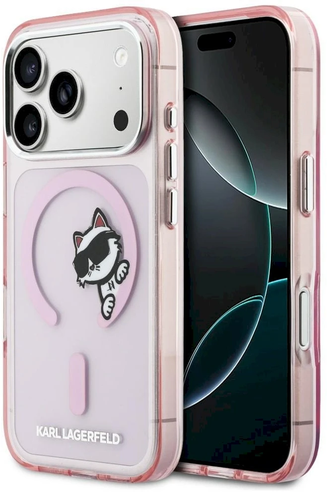 Dėklas Karl Lagerfeld IML Peekaboo MagSafe Case for iPhone 17 Pro - Rožinė