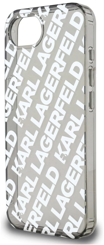 Karl Lagerfeld IML Repeat Logo dėklas, skirtas iPhone 16e - sidabrinis