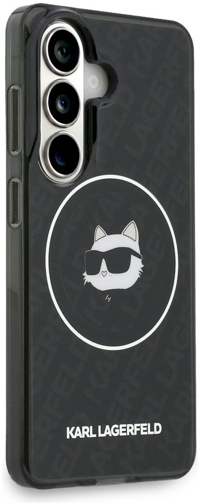 Dėklas Karl Lagerfeld IML Repeated Choupette MagSafe Samsung Galaxy S26 juodos spalvos