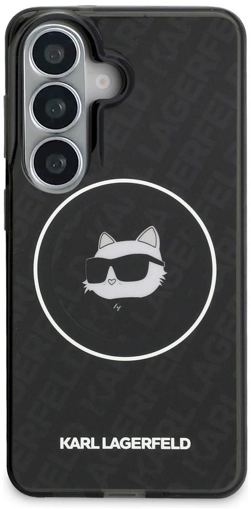 Dėklas Karl Lagerfeld IML Repeated Choupette MagSafe Samsung Galaxy S26 juodos spalvos