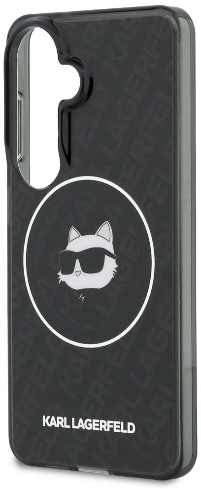 Dėklas Karl Lagerfeld IML Repeated Choupette MagSafe Samsung Galaxy S26 juodos spalvos
