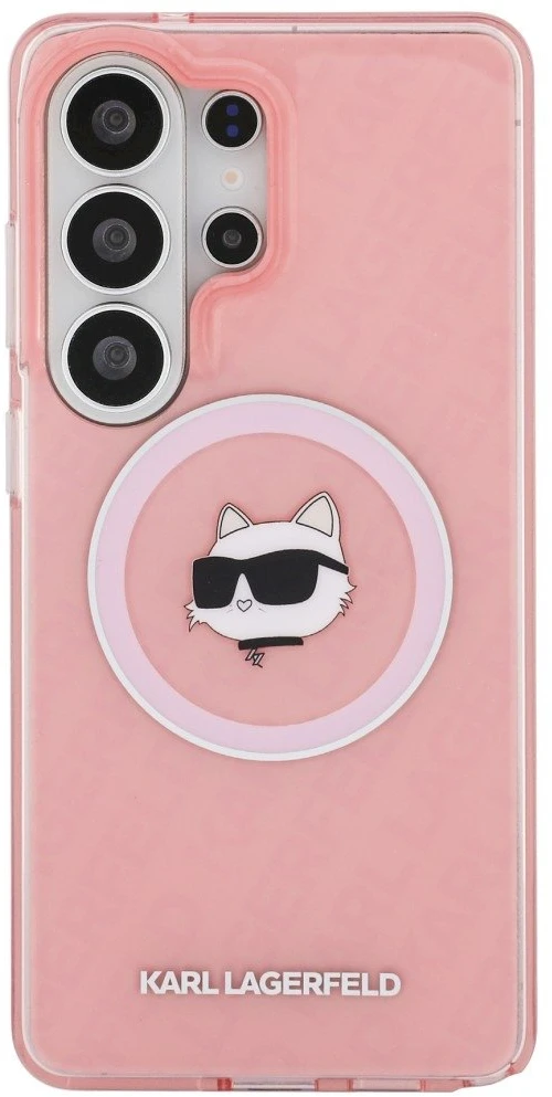 Dėklas Karl Lagerfeld IML Repeated Choupette MagSafe Samsung Galaxy S26 Ultra rožinės spalvos