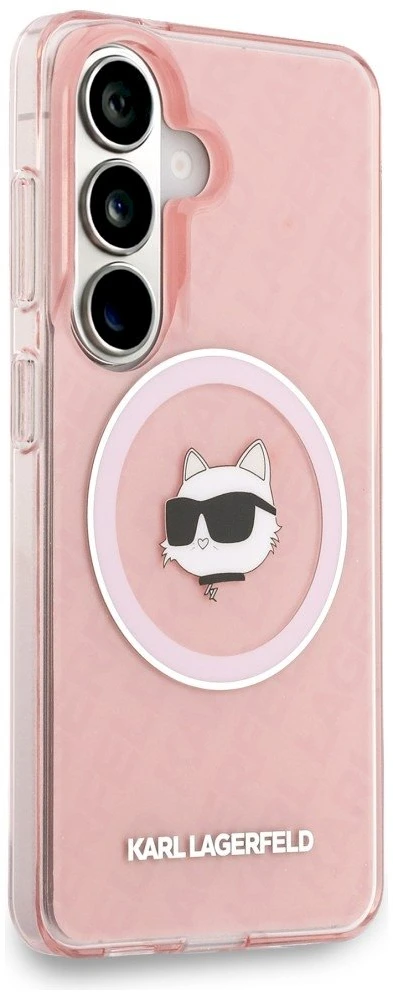 Dėklas Karl Lagerfeld IML Repeated Choupette MagSafe Samsung Galaxy S26 rožinės spalvos