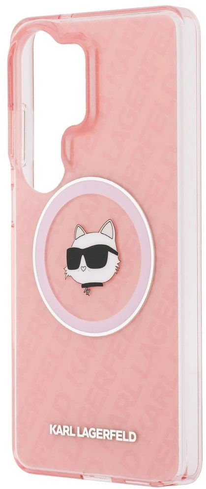Dėklas Karl Lagerfeld IML Repeated Choupette MagSafe Samsung Galaxy S26 Ultra rožinės spalvos