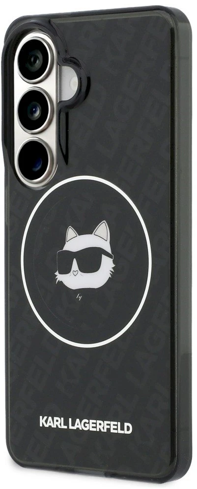 Dėklas Karl Lagerfeld IML Repeated Choupette MagSafe Samsung Galaxy S26 juodos spalvos