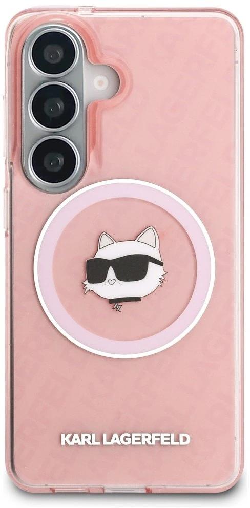 Dėklas Karl Lagerfeld IML Repeated Choupette MagSafe Samsung Galaxy S26 rožinės spalvos