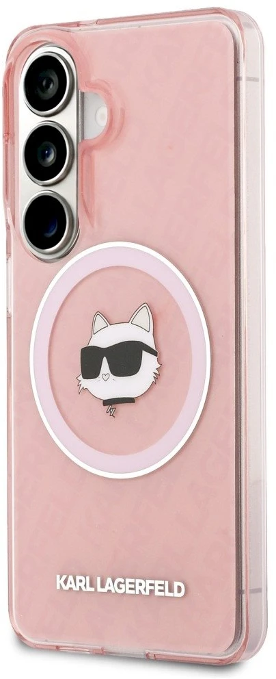 Dėklas Karl Lagerfeld IML Repeated Choupette MagSafe Samsung Galaxy S26 rožinės spalvos