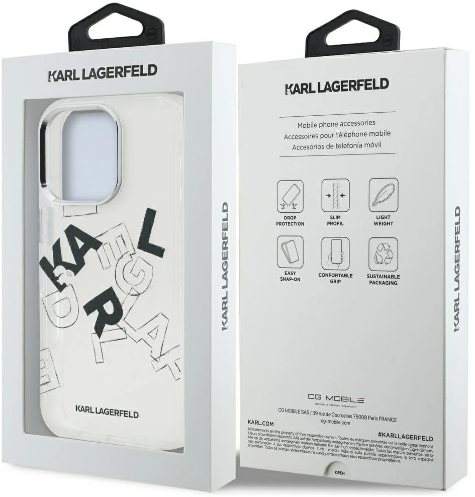 Dėklas Karl Lagerfeld IML Sketched Graphic skirtas Apple iPhone 16 Pro skaidrus