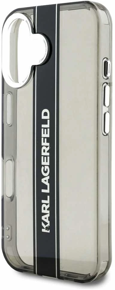 Karl Lagerfeld IML Stripe Logo Apple iPhone 16 dėklas telefonui juodos spalvos