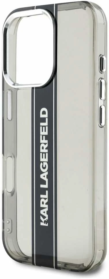 Karl Lagerfeld IML Stripe Logo Apple iPhone 16 Pro dėklas telefonui juodos spalvos