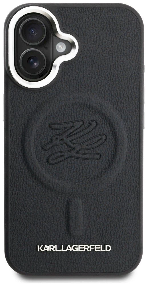 Dėklas Karl Lagerfeld Inicialų & Metalinė Logo MagSafe Danga iPhone 16 - Juoda
