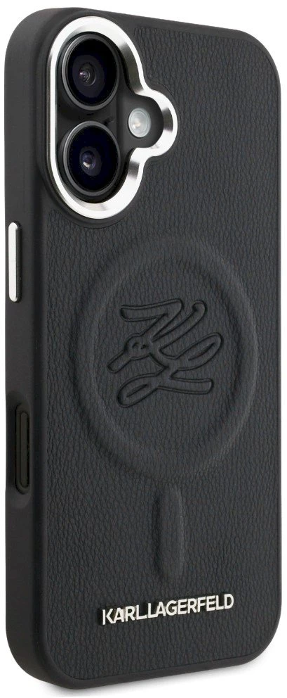 Dėklas Karl Lagerfeld Inicialų & Metalinė Logo MagSafe Danga iPhone 16 - Juoda