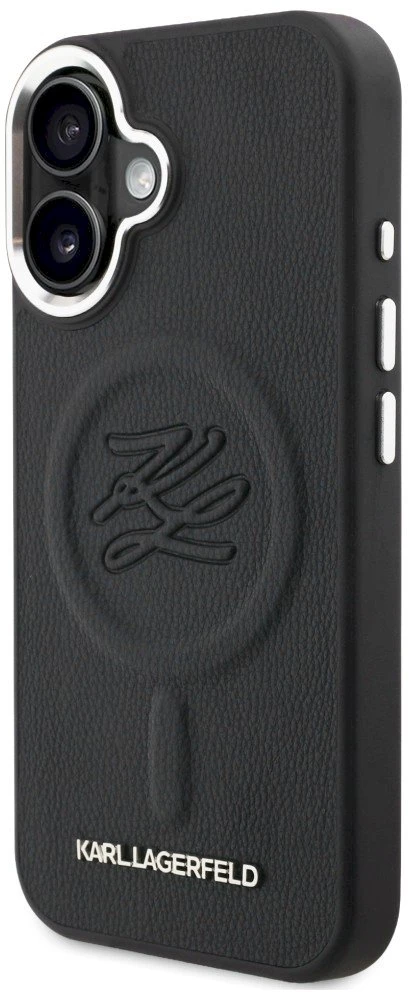 Dėklas Karl Lagerfeld Inicialų & Metalinė Logo MagSafe Danga iPhone 16 - Juoda