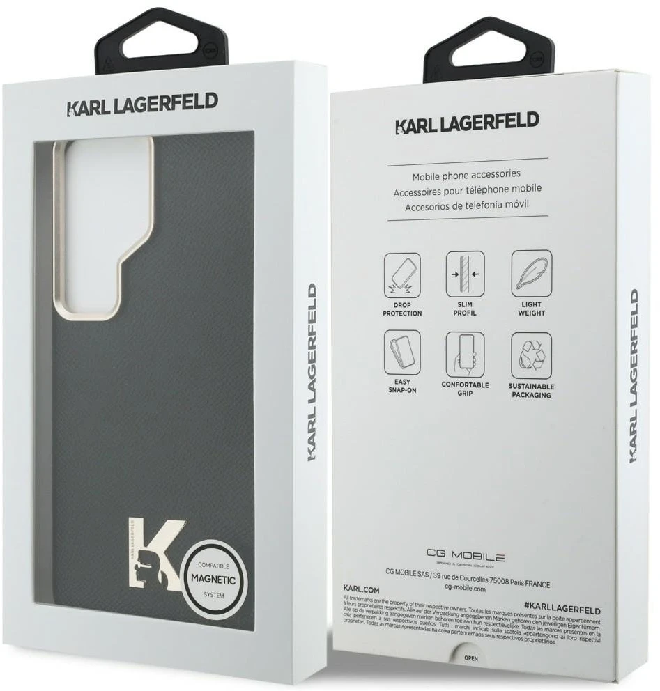 Dėklas Karl Lagerfeld K Metal Logo MagSafe Samsung Galaxy S26 Ultra juodos spalvos