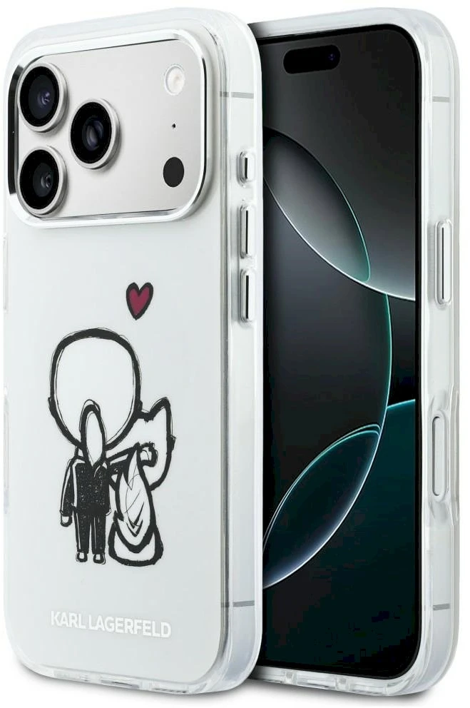 „Karl Lagerfeld Karl & Choupette Back MagSafe“ dėklas, skirtas „iPhone 17 Pro Max“ – skaidrus