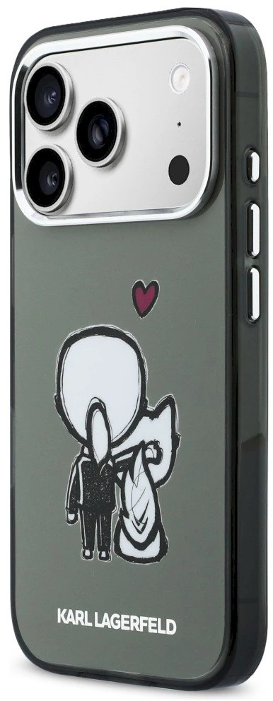 „Karl Lagerfeld Karl & Choupette Back MagSafe“ dėklas, skirtas „iPhone 17 Pro“ – Juodas