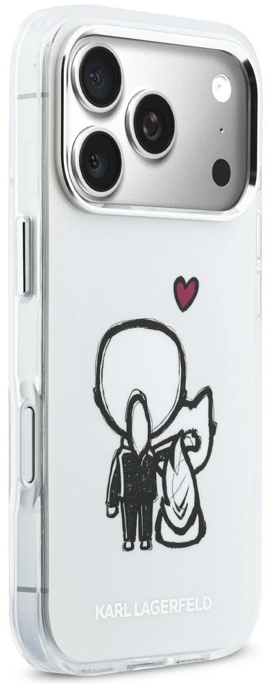 „Karl Lagerfeld Karl & Choupette Back MagSafe“ dėklas, skirtas „iPhone 17 Pro Max“ – skaidrus