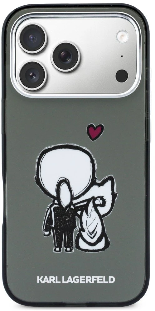 „Karl Lagerfeld Karl & Choupette Back MagSafe“ dėklas, skirtas „iPhone 17 Pro“ – Juodas