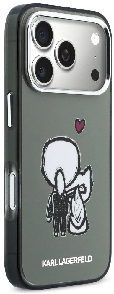 „Karl Lagerfeld Karl & Choupette Back MagSafe“ dėklas, skirtas „iPhone 17 Pro“ – Juodas