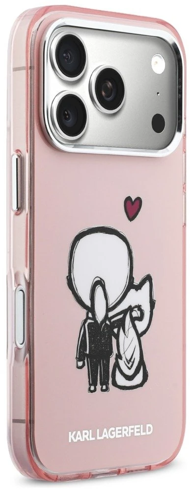 Dėklas Karl Lagerfeld Karl & Choupette Back MagSafe Case for iPhone 17 Pro Max - Rožinė