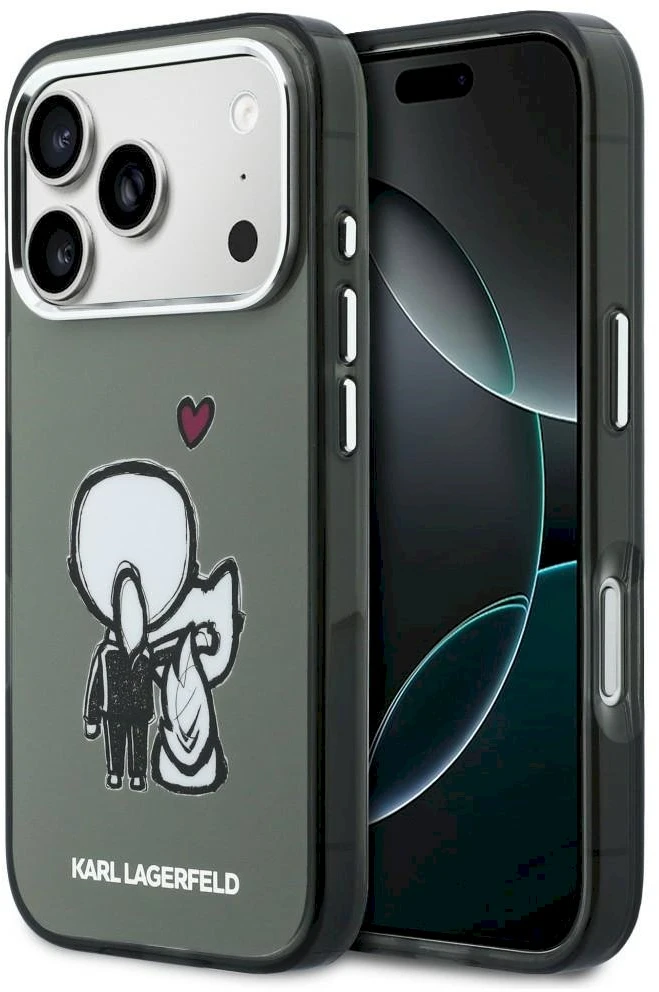 „Karl Lagerfeld Karl & Choupette Back MagSafe“ dėklas, skirtas „iPhone 17 Pro Max“ – Juodas