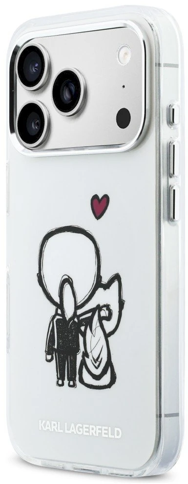 „Karl Lagerfeld Karl & Choupette Back MagSafe“ dėklas, skirtas „iPhone 17 Pro Max“ – skaidrus