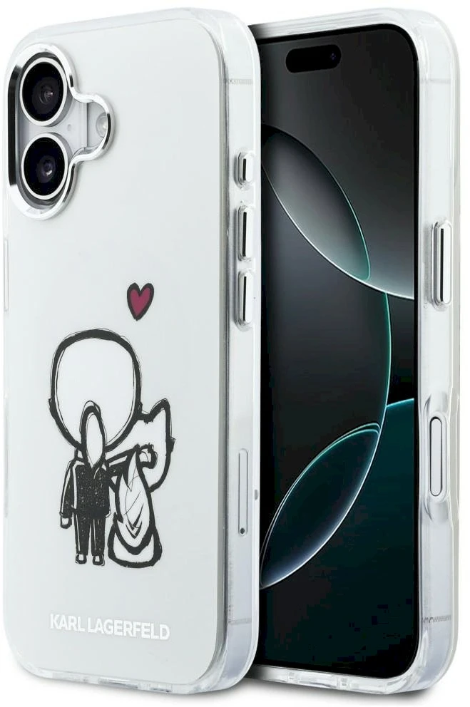 „Karl Lagerfeld Karl & Choupette Back MagSafe“ dėklas, skirtas „iPhone 17“ – skaidrus