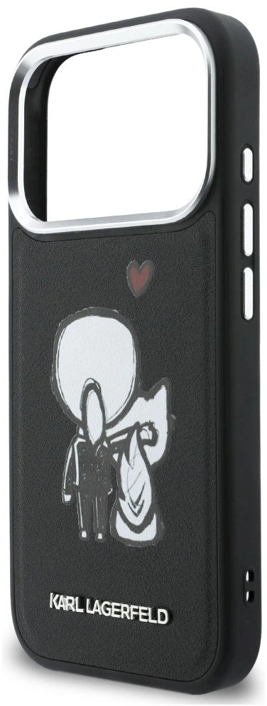 „Karl Lagerfeld“ „Karl & Choupette“ logotipo „MagSafe“ dėklas, skirtas „iPhone 17 Pro Max“ - Juodas
