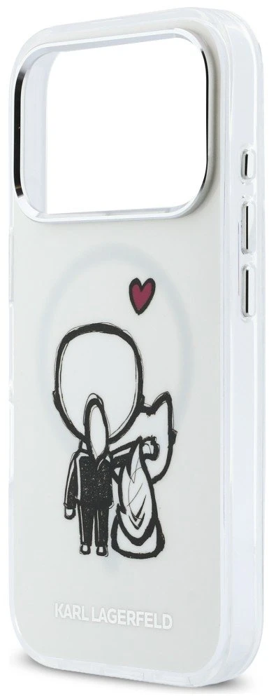 „Karl Lagerfeld Karl & Choupette Back MagSafe“ dėklas, skirtas „iPhone 17 Pro Max“ – skaidrus