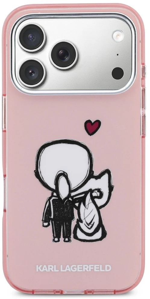 Dėklas Karl Lagerfeld Karl & Choupette Back MagSafe Case for iPhone 17 Pro Max - Rožinė