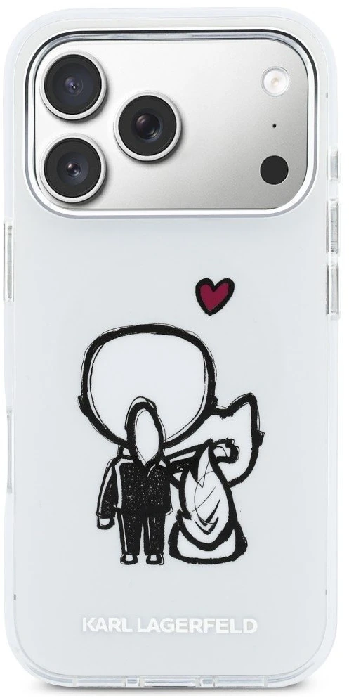 „Karl Lagerfeld Karl & Choupette Back MagSafe“ dėklas, skirtas „iPhone 17 Pro Max“ – skaidrus