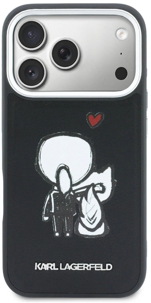 „Karl Lagerfeld“ „Karl & Choupette“ logotipo „MagSafe“ dėklas, skirtas „iPhone 17 Pro Max“ - Juodas