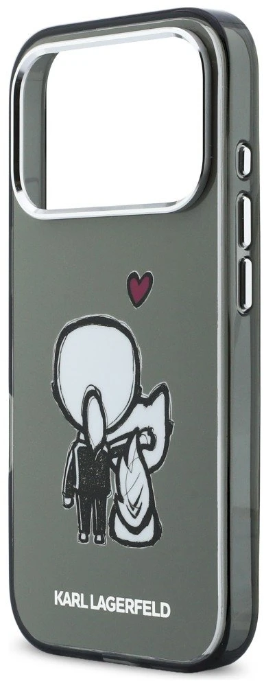 „Karl Lagerfeld Karl & Choupette Back MagSafe“ dėklas, skirtas „iPhone 17 Pro“ – Juodas