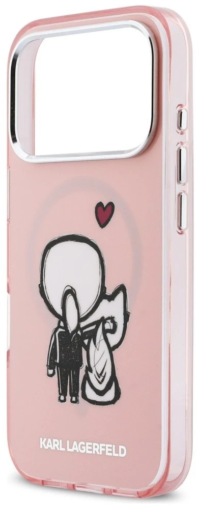 Dėklas Karl Lagerfeld Karl & Choupette Back MagSafe Case for iPhone 17 Pro - Rožinė