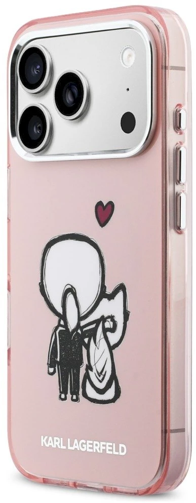 Dėklas Karl Lagerfeld Karl & Choupette Back MagSafe Case for iPhone 17 Pro - Rožinė