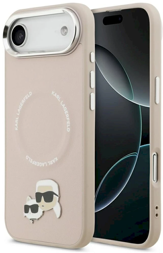 Karl Lagerfeld Karl & Choupette Pins MagSafe dėklas skirtas Apple iPhone Air rožinės spalvos