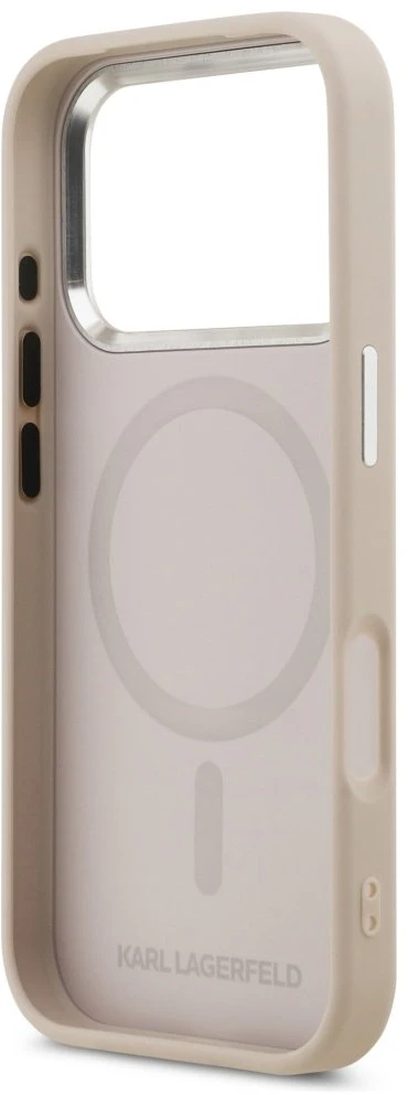 Karl Lagerfeld Karl & Choupette Pins MagSafe dėklas Apple iPhone 17 Pro rožinės spalvos