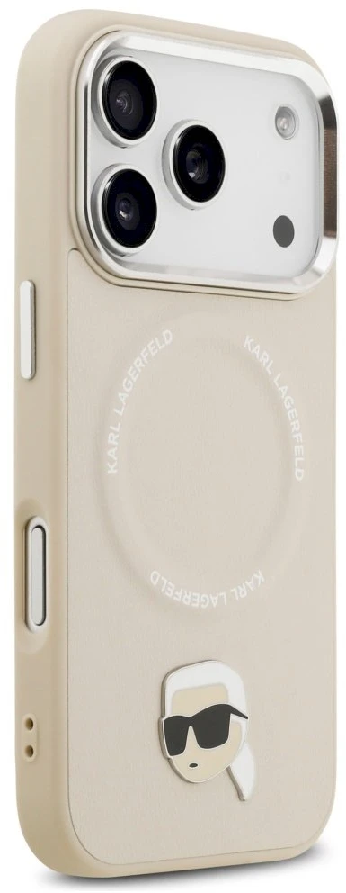 Karl Lagerfeld Karl Pin MagSafe dėklas skirtas Apple iPhone 17 Pro rusvai gelsvas