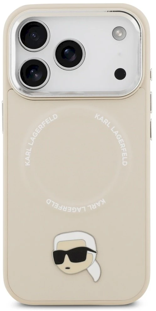 Karl Lagerfeld Karl Pin MagSafe dėklas skirtas Apple iPhone 17 Pro rusvai gelsvas