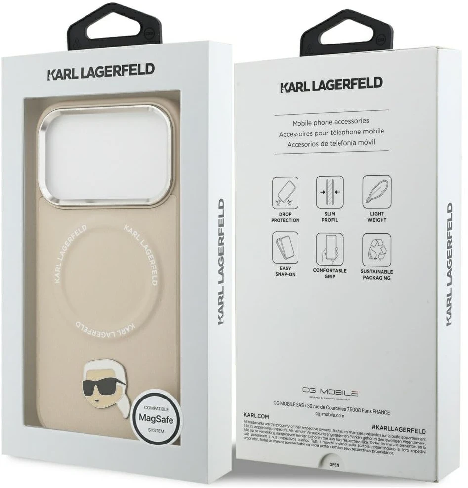 Karl Lagerfeld Karl Pin MagSafe dėklas skirtas Apple iPhone 17 Pro rusvai gelsvas
