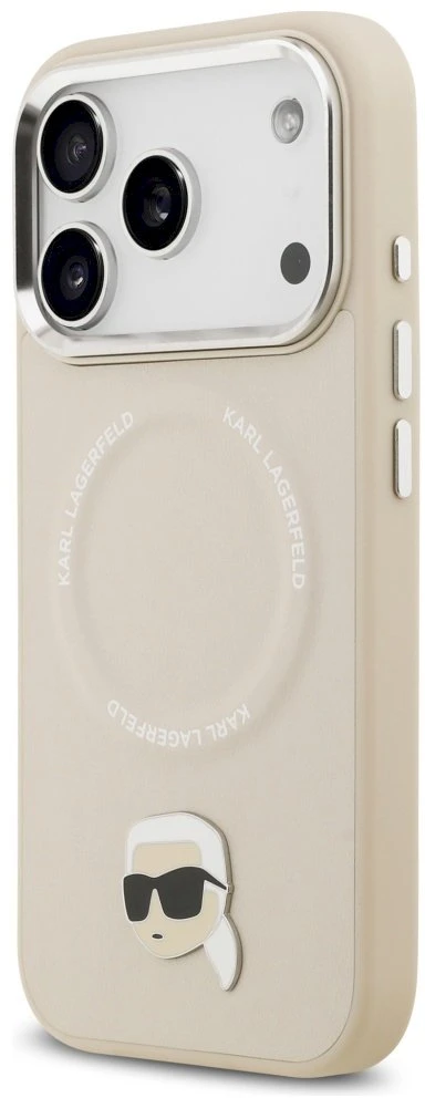 Karl Lagerfeld Karl Pin MagSafe dėklas skirtas Apple iPhone 17 Pro rusvai gelsvas