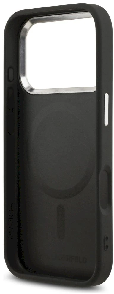 Karl Lagerfeld Karl Pin MagSafe dėklas Apple iPhone 17 Pro juodos spalvos