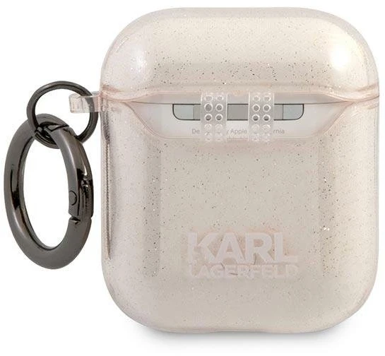 Karl Lagerfeld KLA2UKHGD AirPods dėklas aukso spalvos Glitter Karl`s Head