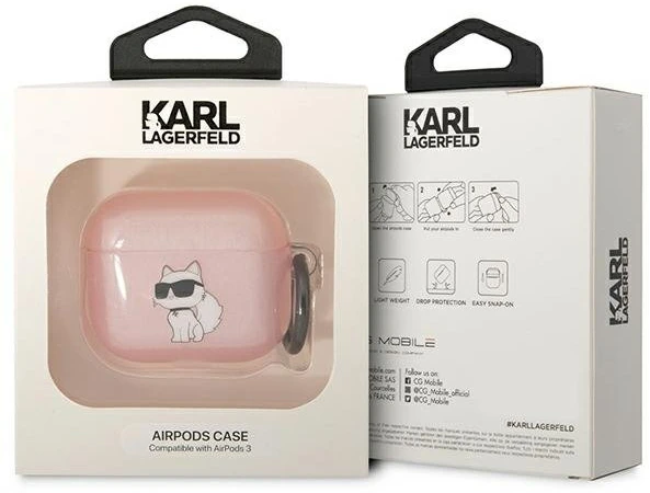 Karl Lagerfeld KLA3HNCHTCP Airpods 3 dėklas, rožinės spalvos, Ikonik Choupette