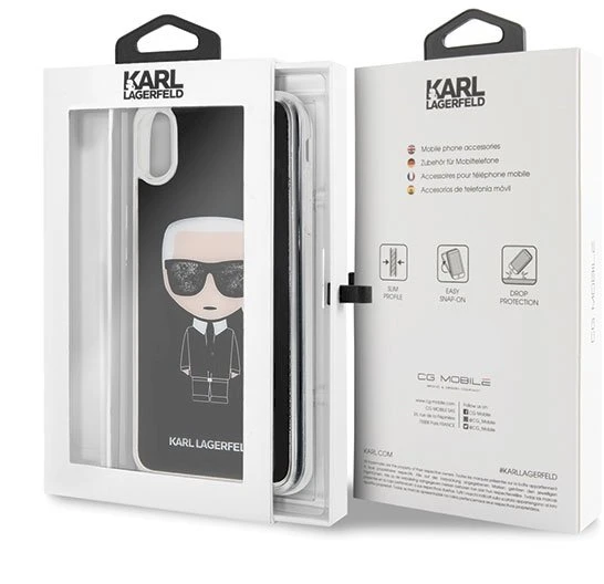 Dėklas Karl Lagerfeld KLHCI65ICGBK iPhone XsMax juoda/juodas Iconic Glitter