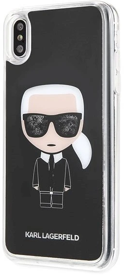 Dėklas Karl Lagerfeld KLHCI65ICGBK iPhone XsMax juoda/juodas Iconic Glitter