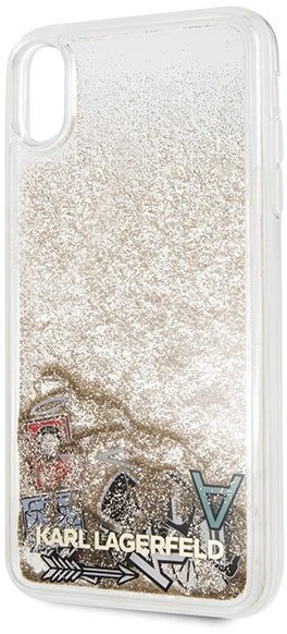 Dėklas Karl Lagerfeld KLHCI65KSICGO iPhone XsMax auksinė/auksinis hard case Iconic Liquid Glitter