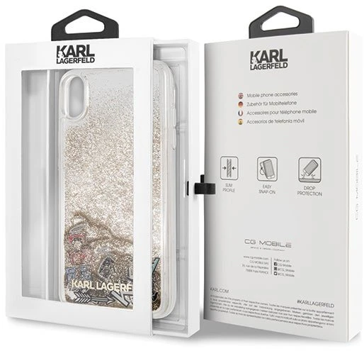 Dėklas Karl Lagerfeld KLHCI65KSICGO iPhone XsMax auksinė/auksinis hard case Iconic Liquid Glitter