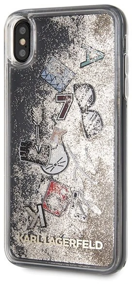 Dėklas Karl Lagerfeld KLHCI65KSICGO iPhone XsMax auksinė/auksinis hard case Iconic Liquid Glitter